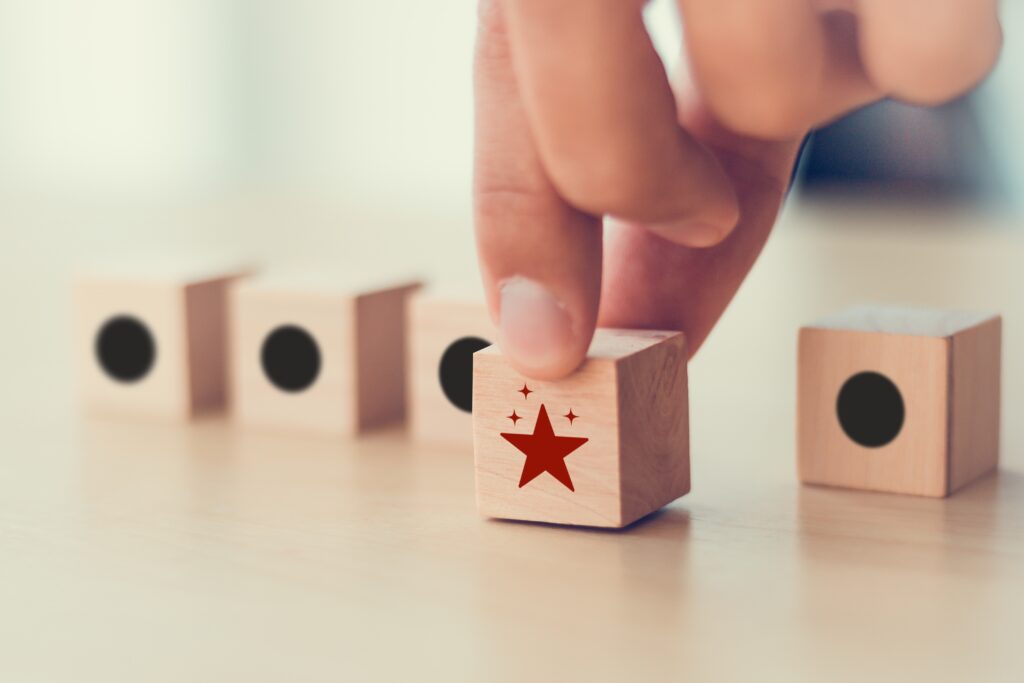 Block with a star representing a brand’s unique value proposition