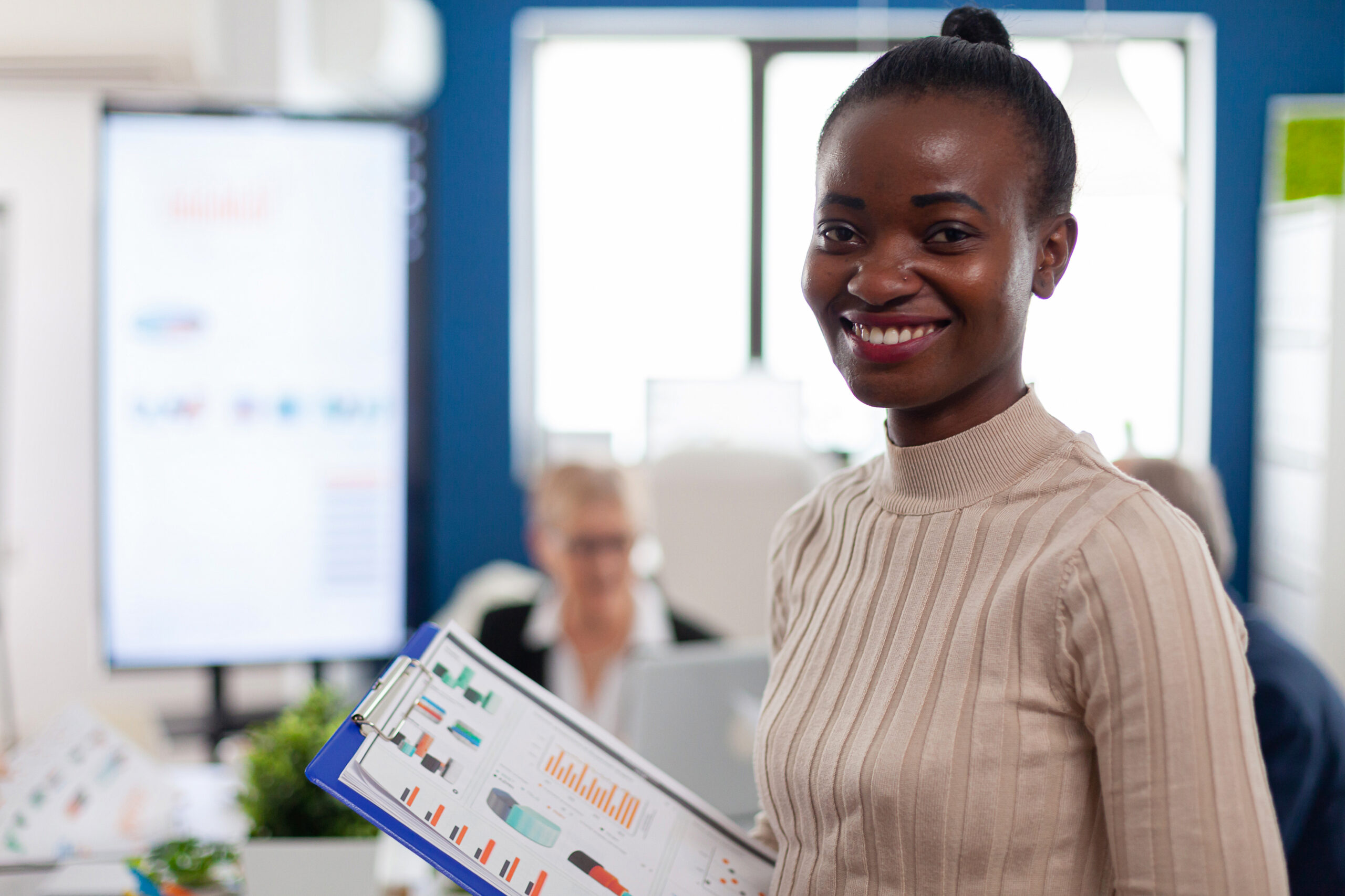 Student at her marketing internship